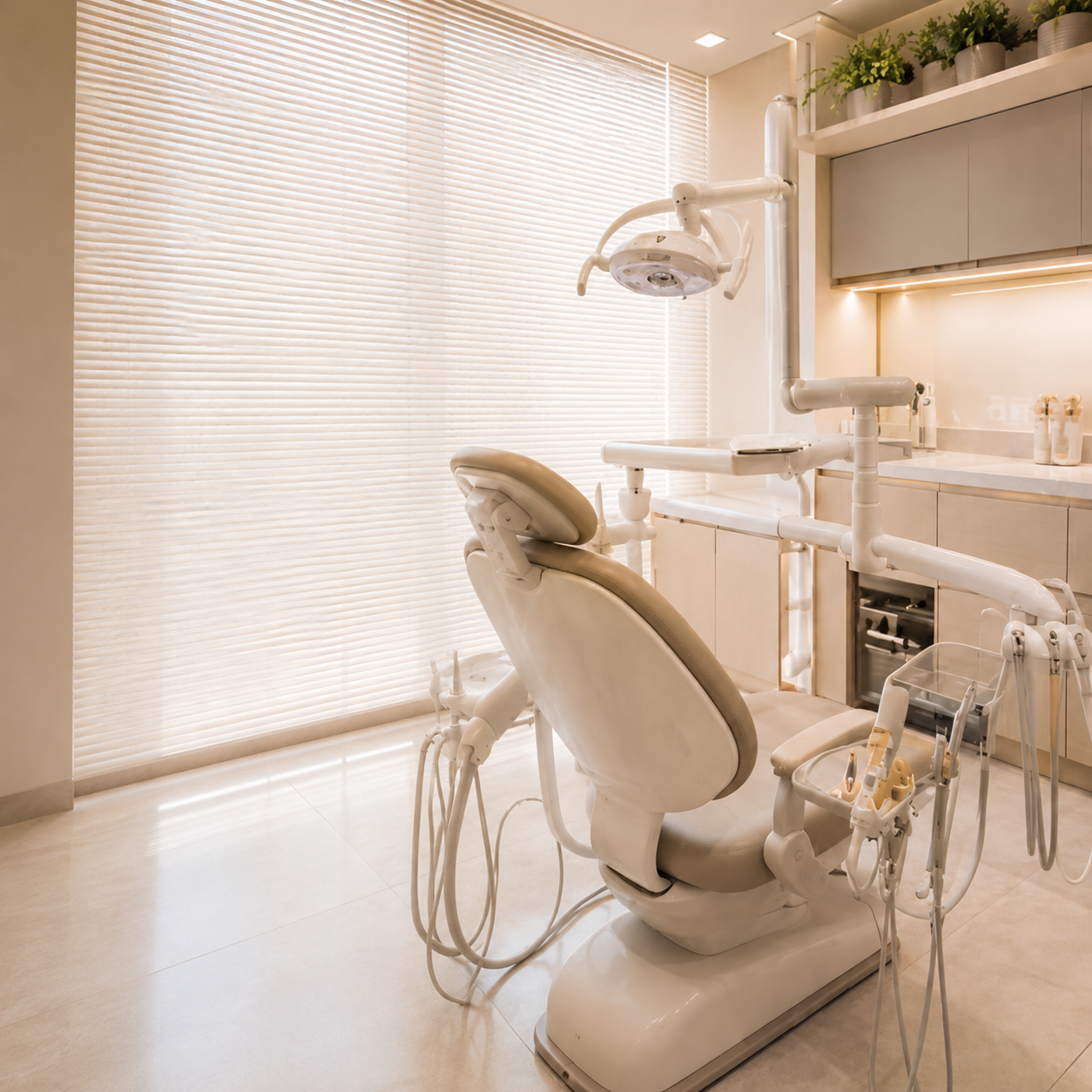 Consultório moderno da Pietroski Odontologia com cadeira odontológica e iluminação natural